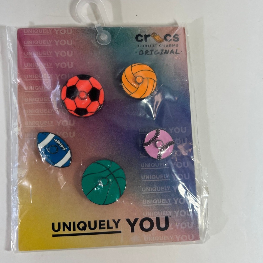 Crocs Jibbitz‎ Charms Original Uniquely You Spinning Sports 5 Pack Metal NIP